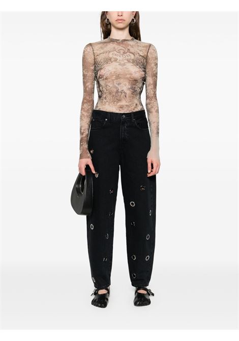 top long sleeves mesh printed médaillon donna multicolor JEAN PAUL GAULTIER | 25/03-W-TO305-M006P6965
